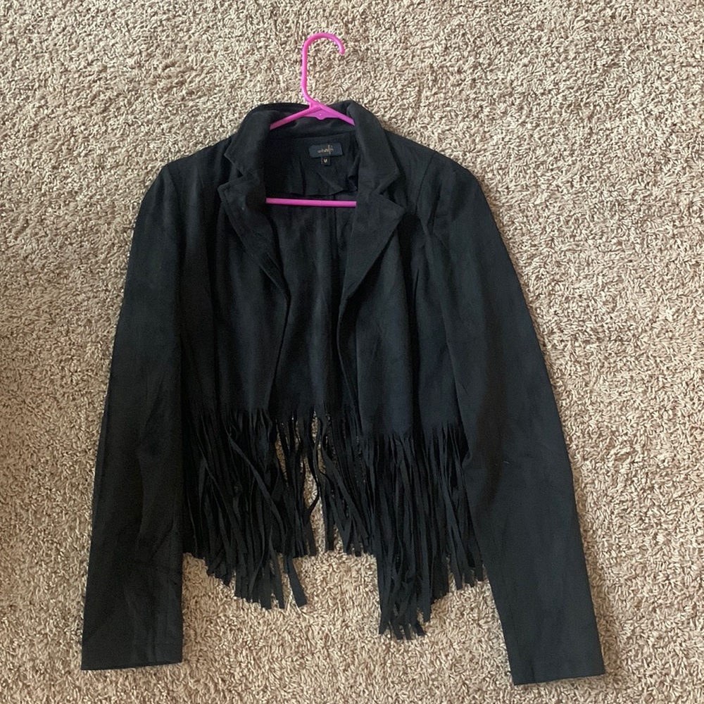 Ontwelfth Black Velvet Fringe Jacket
